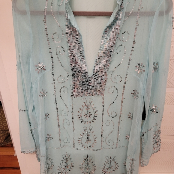 La Effaire by Ravi Khosla sequin sheer tunic - Picture 3 of 6